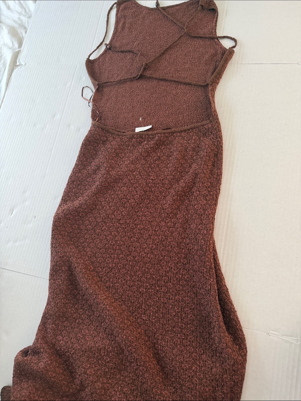 Free People Brown Printed Backless Mindy Knit long dress XL NWOT - Picture 3 of 6